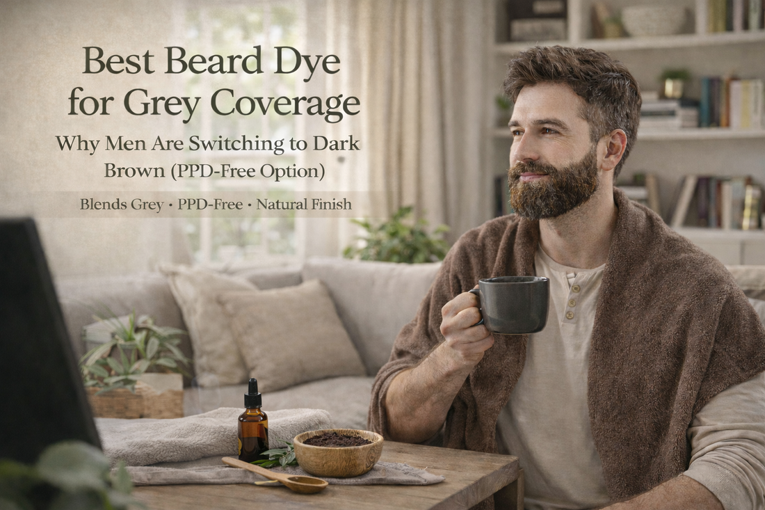 Man with Dark Brown Beard Enjoying cup of tea